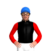 BLACK, RED SLEEVES, Blue cap