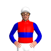 RED, MEDIUM BLUE DOUBLE BAND, MEDIUM BLUE SLEEVES, White cap