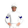 WHITE, NAVY BLUE ARMBANDS, White cap