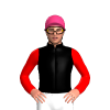 BLACK, RED SLEEVES, Pink cap