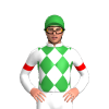 WHITE, GREEN DIAMONDS, RED ARMBAND, Green cap