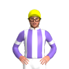 WHITE, MEDIUM PURPLE STRIPES, MEDIUM PURPLE SLEEVES, WHITE ARMBANDS, Yellow cap