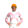 WHITE, LIGHT PINK CROSSED SASHES, SLEEVES, WHITE ARMBAND, Orange cap