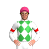 WHITE, GREEN DIAMONDS, RED ARMBAND, Pink cap