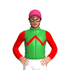 GREEN, RED ZIGZAG CHEVRON, SLEEVES, Pink cap