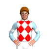 WHITE, RED DIAMOND CHECKS, LIGHT BLUE SLEEVES, WHITE ARMBANDS, Black cap
