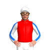 RED, BLUE DIAMOND BAND, WHITE SLEEVES, BLUE STRIPE SLEEVES, White cap