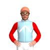 LIGHT BLUE, WHITE ZIGZAG CHEVRON,RED SLEEVES, WHITE DOUBLE ARMBANDS, Blue cap