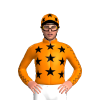 ORANGE, BLACK STARS, ORANGE SLEEVES, BLACK SEAMS, ORANGE CAP, BLACK STARS AND PEAK