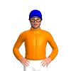 ORANGE,MEDIUM BLUE CAP