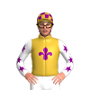 GOLD, PURPLE FLEUR DE LYS, WHITE SLEEVES, PURPLE STARS,GOLD, PURPLE CHECKS CAP