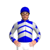 MEDIUM BLUE, SILVER CHEVRONS, SLEEVES, MEDIUM BLUE STARS, CAP, CUFF