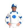 WHITE,DENIM EPAULETTES,DENIM DISC,WHITE SLEEVES,DENIM ARMBANDS,CAP,WHITE QUARTERS,DENIM CUFFS, COLLAR