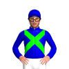 MEDIUM BLUE, LIME CROSSED SASHES 