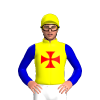 YELLOW, RED MALTESE CROSS, MEDIUM BLUE SLEEVES