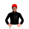 BLACK, RED CAP