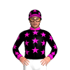 BLACK,SHOCKING PINK STARS,BLACK SLEEVES,SHOCKING PINK STARS SLEEVES,CUFFS,BLACK CAP,SHOCKING PINK STARS CAP,SHOCKING PINK PEAK,COLLAR 