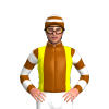 YELLOW, BROWN THIRDS,COLLAR,BROWN SLEEVES,WHITE HOOPS SLEEVES, HOOPS CAP 