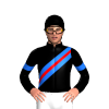 BLACK, BLUE, RED SASH, BLUE ARMBANDS