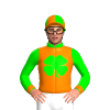 ORANGE, LIME FOUR LEAF CLOVER, SLEEVES, QUARTERS CAP, ORANGE PEAK,CUFFS, LIME COLLAR 
