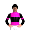 SHOCKING PINK, BLACK BAND, BLACK SLEEVES, SHOCKING PINK ARMBANDS, BLACK CAP