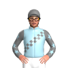 LIGHT BLUE , GRAY CHECKED SASH, GRAY SLEEVES, LIGHT BLUE STARS, GRAY CAP