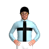 LIGHT BLUE, BLACK CROSS, SEAMS SLEEVES,CAP