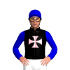 BLACK, LIGHT PINK MALTESE CROSS, MEDIUM BLUE SLEEVES, CAP 