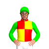 RED, YELLOW QUARTERS, LIME SLEEVES, CAP