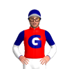 RED, WHITE DISC, NAVY G, WHITE SLEEVES, NAVY HALVED, CAP, WHITE PEAK