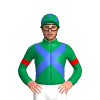 EMERALD GREEN, ROYAL BLUE CROSSED SASHES, EMERALD GREEN SLEEVES, RED ARM BAND, EMERALD GREEN CAP WITH ROYAL BLUE STARS