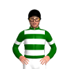 DARK GREEN,WHITE HOOPS, ARMBANDS,BLACK CAP