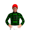 BLACK, DARK GREEN TARTAN, CHECKS SLEEVES,RED CAP