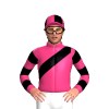 Pink, black sash, hooped sleeves , pink & black quartered cap