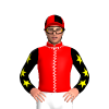 RED,WHITE SEAMS,BLACK SLEEVES,YELLOW STARS,RED CAP,BLACK QUARTERS