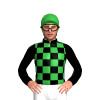 BLACK,GREEN CHECKS,CAP