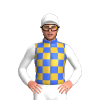 ROYAL BLUE , GOLD CHEQUERS, WHITE SLEEVES & CAP