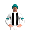 WHITE,BLACK STRIPES,TEAL ARMBANDS,CAP