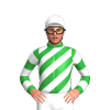 GREEN,WHITE DIAGONAL STRIPES,HOOPS SLEEVES,CAP