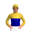 Gold, Navy Blue Half, White Starburst And Lightning Bolt On Sleeves