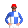 Royal Blue, White Quarters, Red Cap