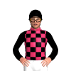 Cerise, Black Checks, Sleeves And Cap