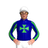 Dark Blue, Green Maltese Cross, Striped Sleeves, White Cap