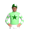 Pale Green, Dark Green Star, White Hooped Sleeves, Dark Green And White Quartered Cap
