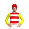 White, Red Hoops, Yellow Sleeves, Red Cap
