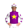 Purple, Yellow Star, White And Purple Stars Sleeves And Cap, Yellow Pom Pom