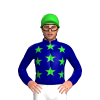 Navy Blue, Lime Green Stars And cap