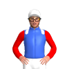 Royal Blue, White Epaulettes, Red Sleeves, White Cap