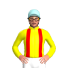 Yellow, Red Braces, Pale Blue Cap