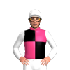 Pink And Black Quarters, White Sleeves And Cap